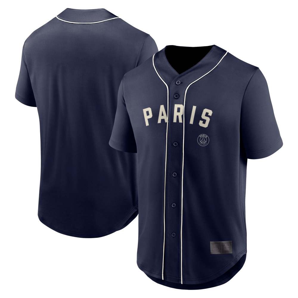 Paris Saint-Germain Oversized Baseball Jersey Navy - front and back view