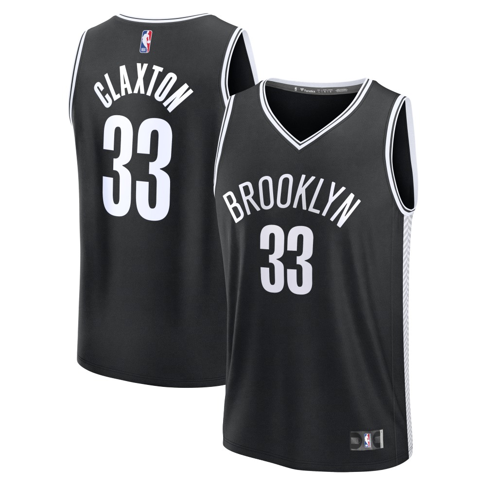 Nic Claxton Brooklyn Nets Essential Fan Jersey Black Icon - front and back view