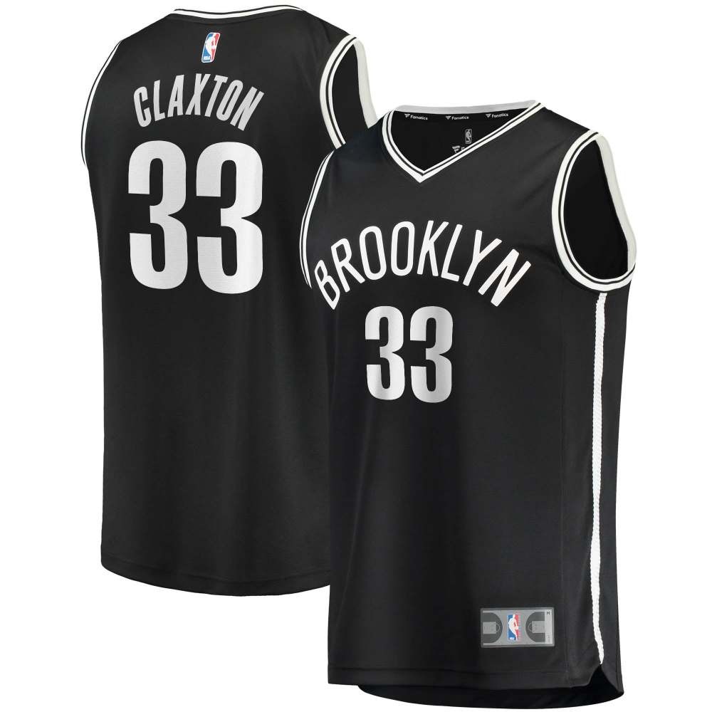 Nicolas Claxton Brooklyn Nets Essential Fan Jersey Icon Black - front and back view