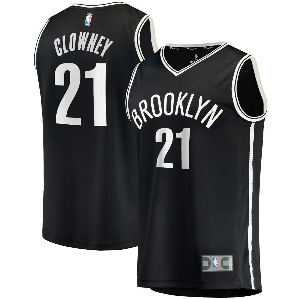 Noah Clowney Brooklyn Nets Youth Essential Fan Jersey Icon Black - front and back view