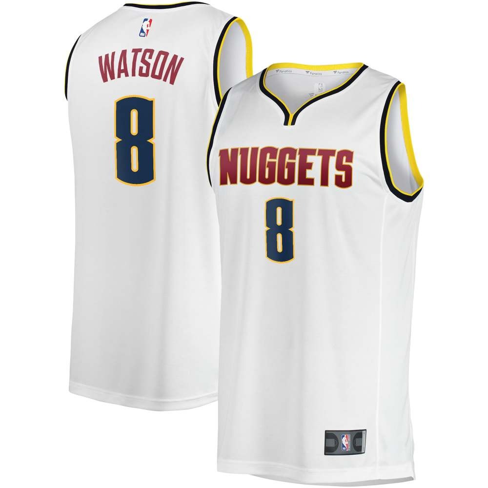 Peyton Watson Denver Nuggets Essential Player Jersey Association White - front and back view