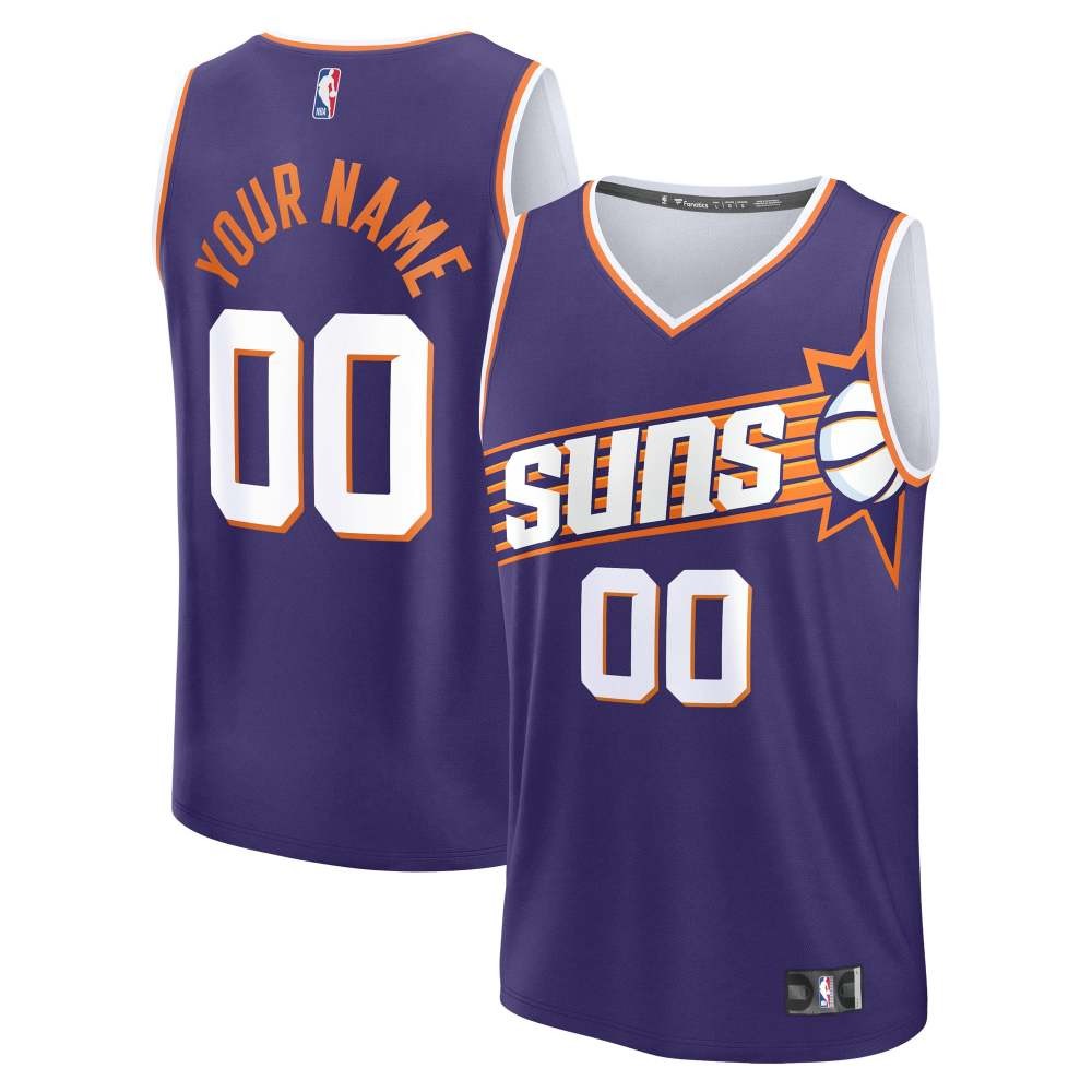 Phoenix Suns Youth Essential Custom Fan Jersey Purple Icon - front and back view