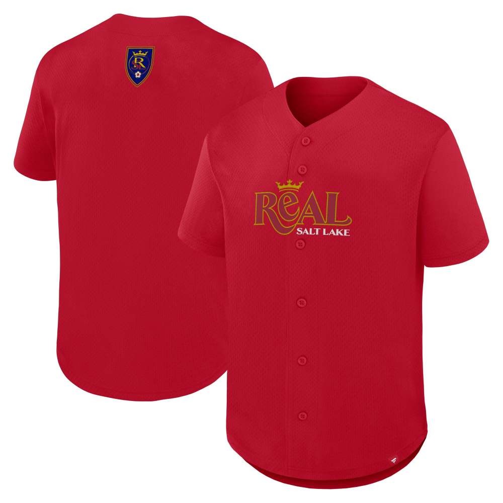 Real Salt Lake Maximum Intensity Button-Up Jersey? Red - front and back view