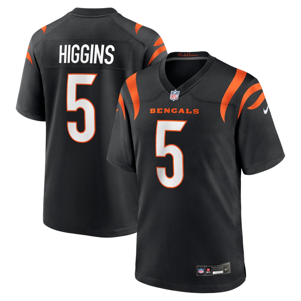 Tee Higgins Cincinnati Bengals Game Player Jersey Black - front and back view