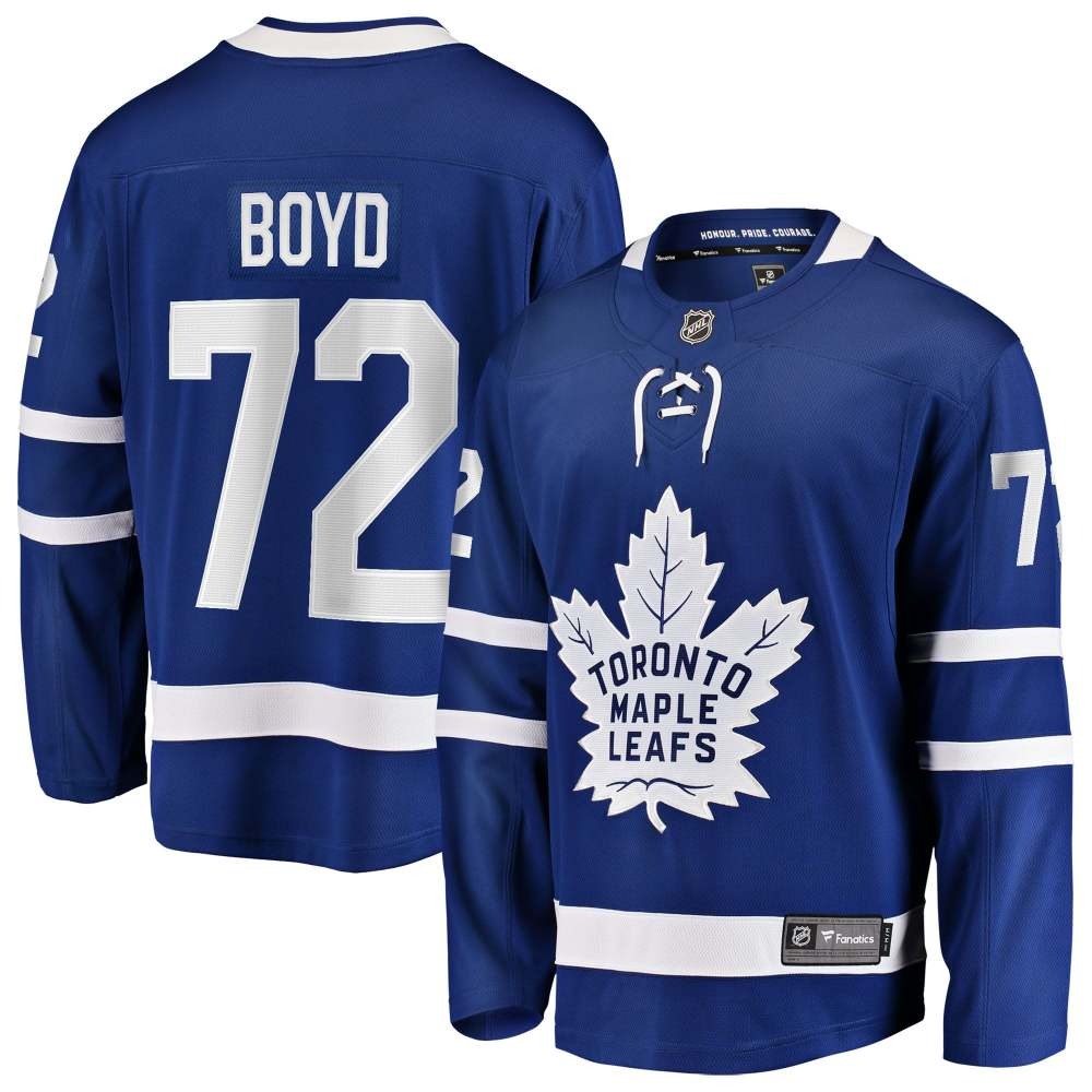 Travis Boyd Toronto Maple Leafs Home Breakaway Jersey Blue - front and back view