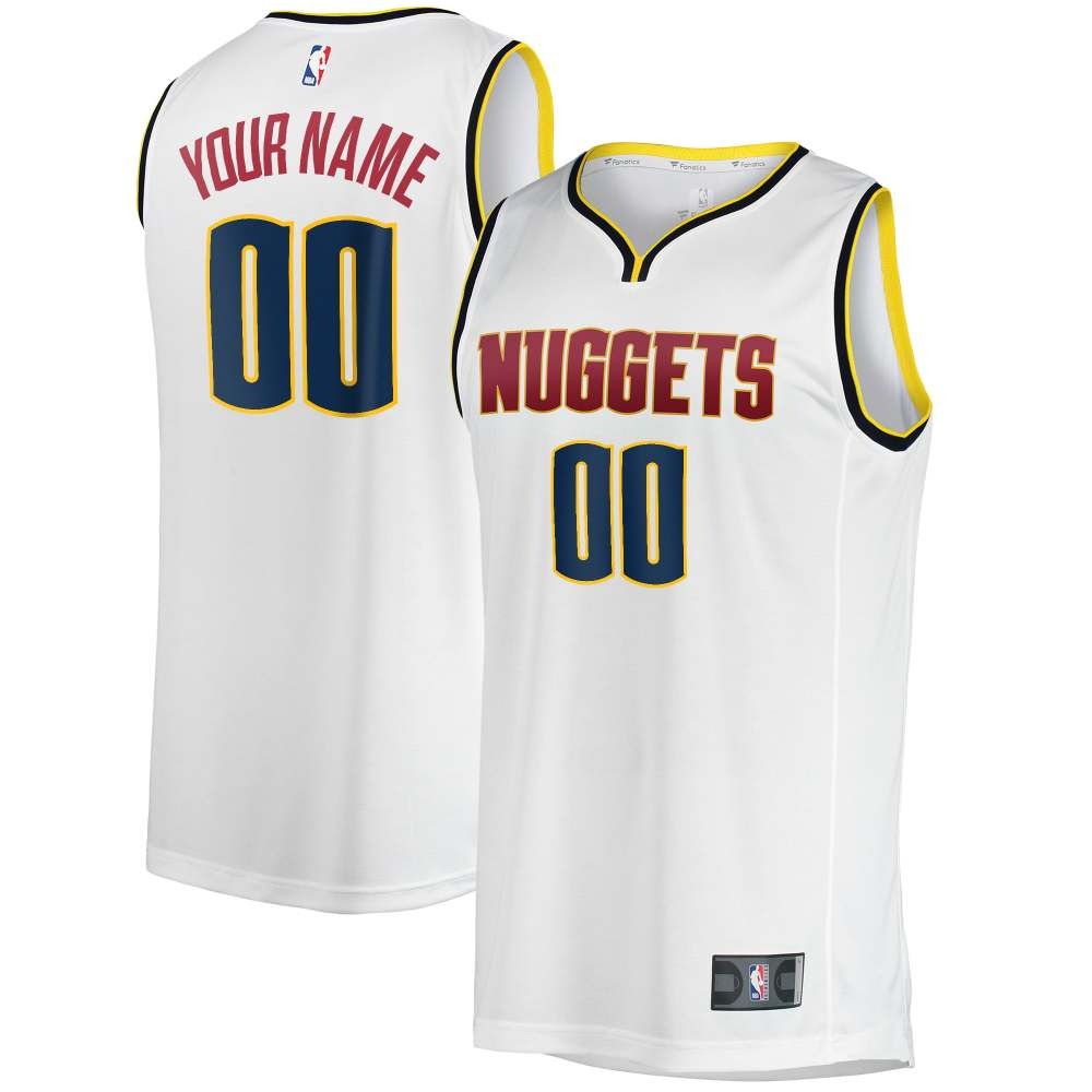 Denver Nuggets Essential Custom Fan Jersey Association White - front and back view