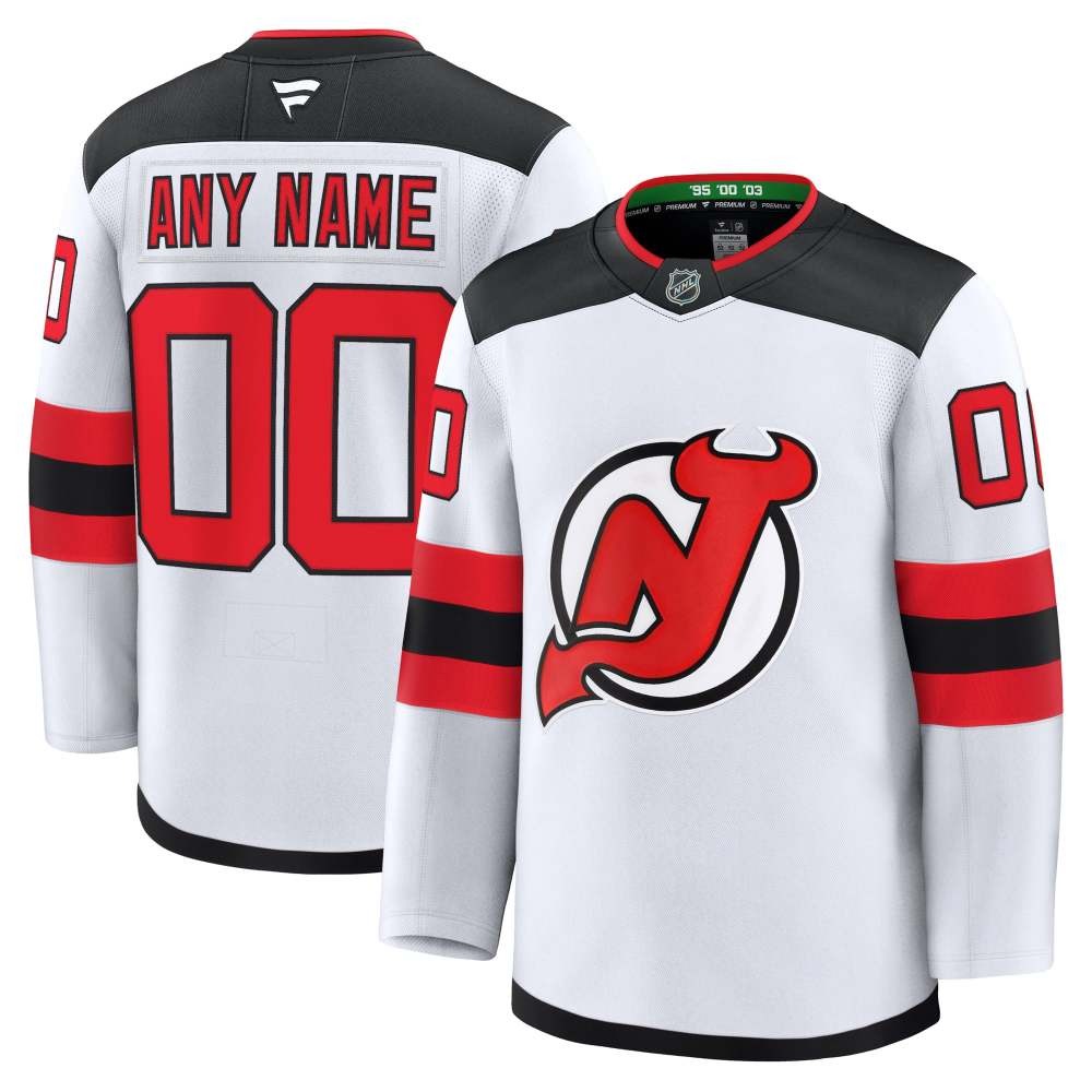New Jersey Devils Away Premium Custom Jersey White - front and back view