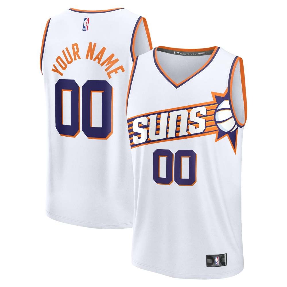 Phoenix Suns Youth Essential Custom Fan Jersey White Association - front and back view