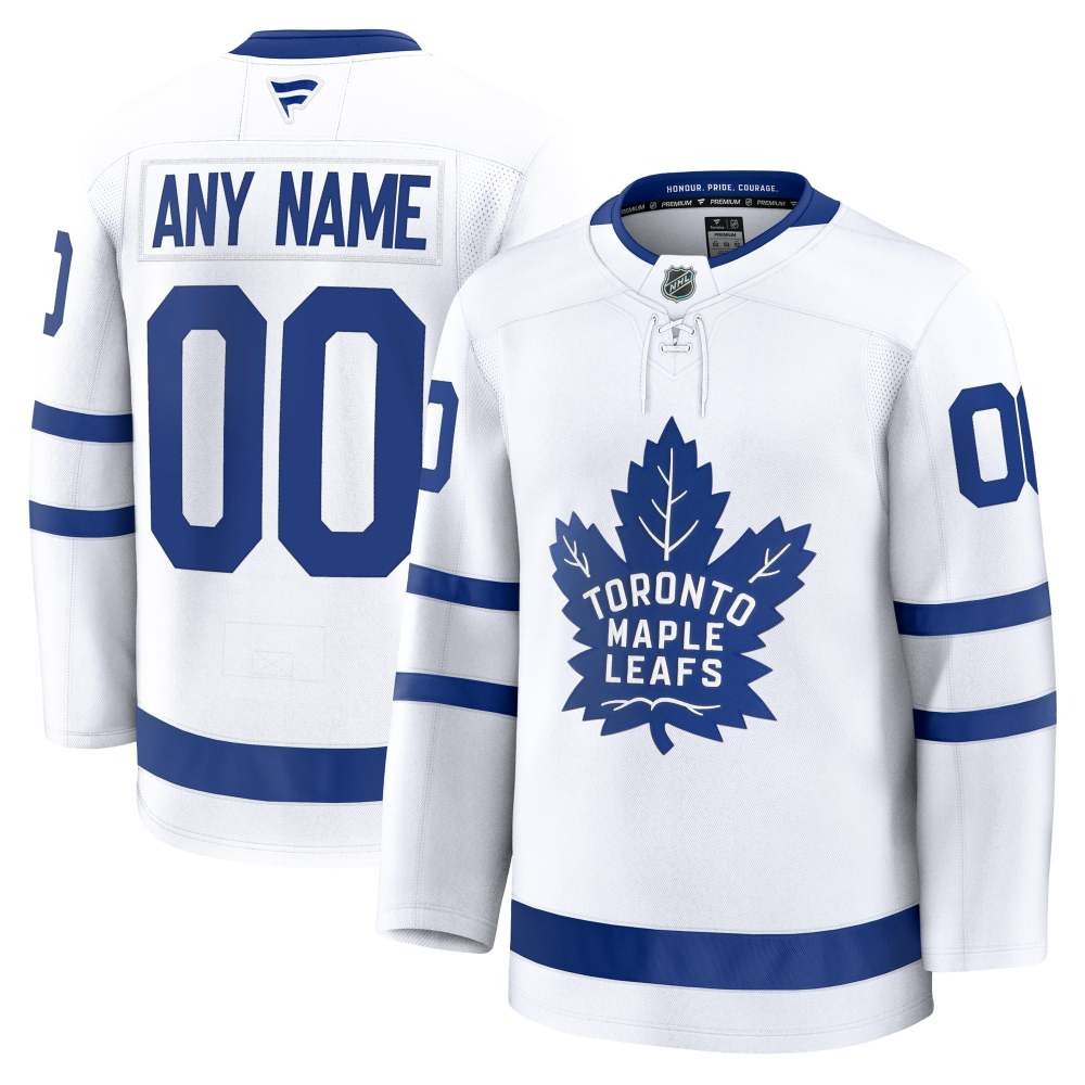 Toronto Maple Leafs Away Premium Custom Jersey White - front and back view
