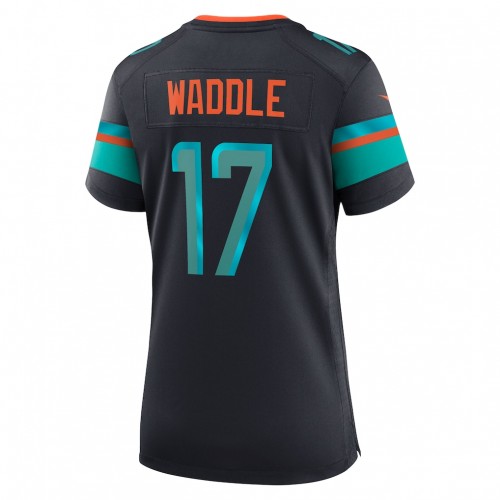 Jaylen Waddle Miami Dolphins Women's 2025 Rivalries Collection Game Jersey Pitch Blue - back view