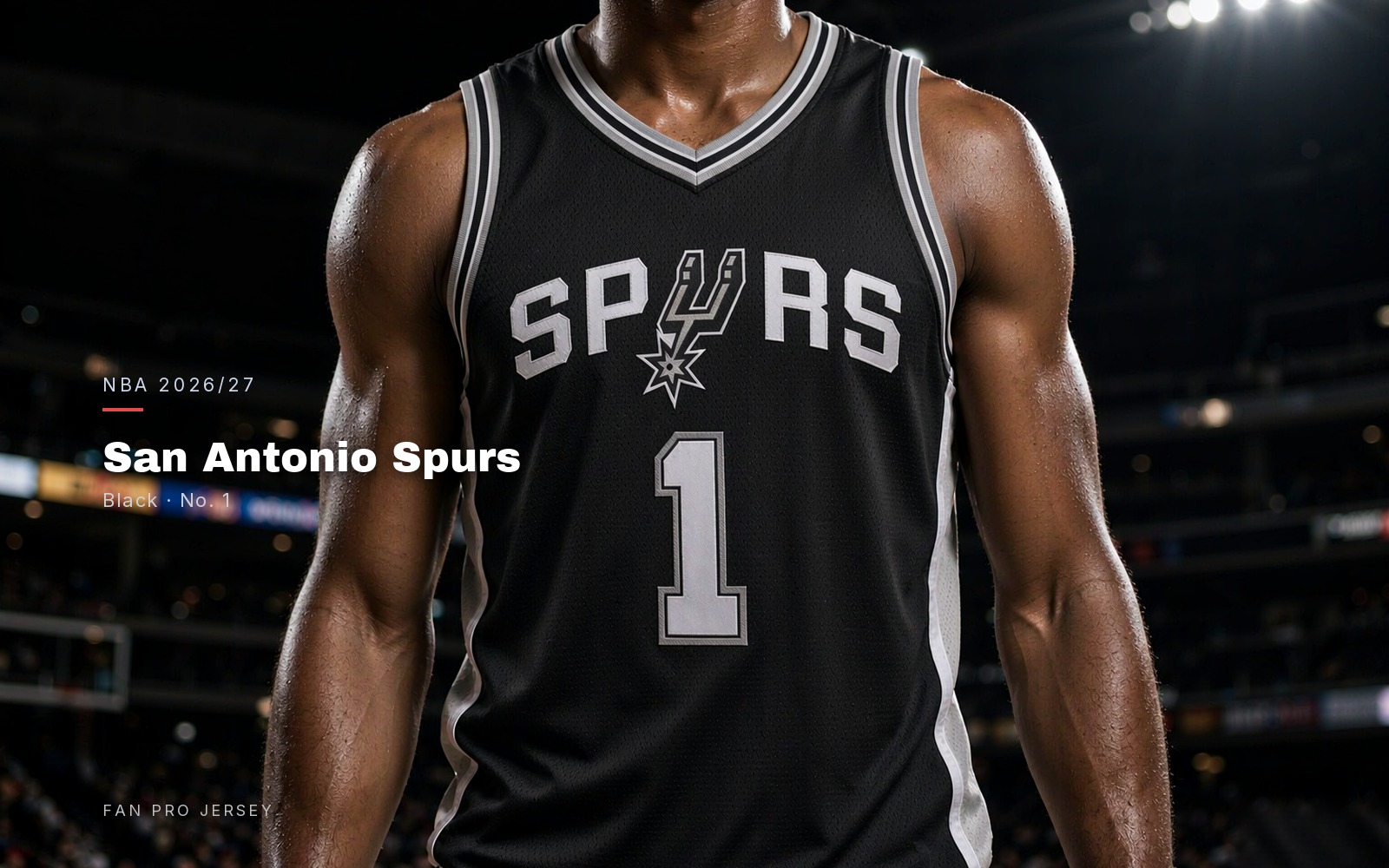 San Antonio Spurs black basketball jersey with Victor Wembanyama number 1
