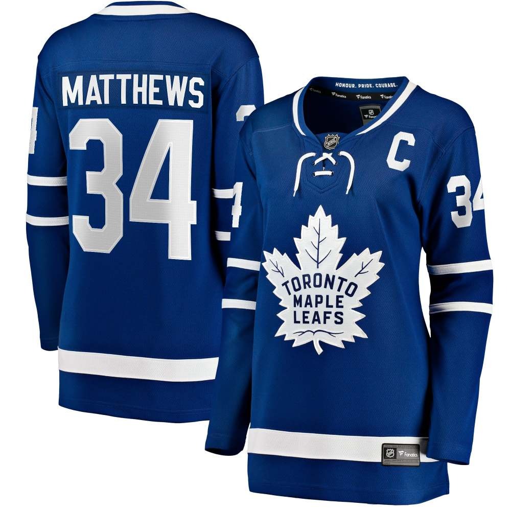 Auston Matthews Toronto Maple Leafs Women's Captain Patch Home Breakaway - front and back view