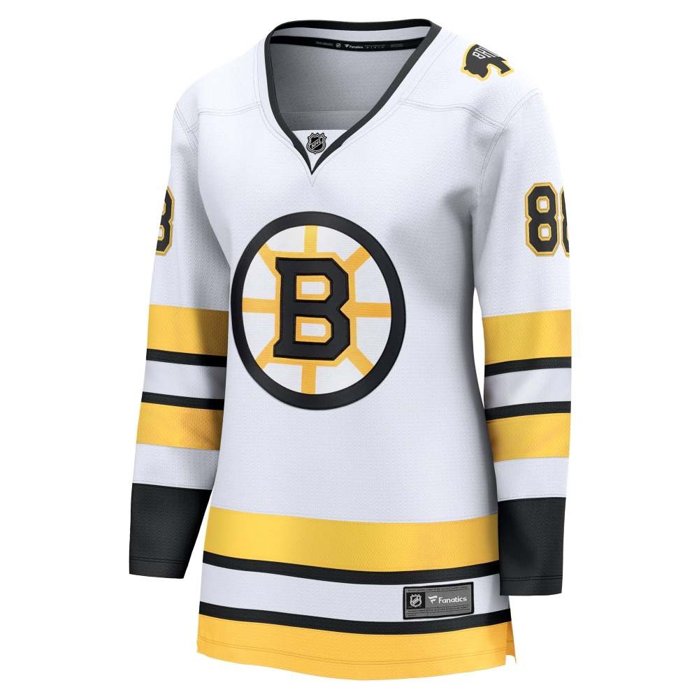 David Pastrnak Boston Bruins Women's Away Breakaway Player Jersey White - back view