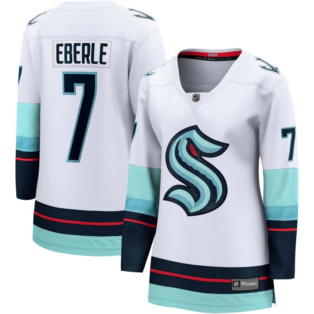 Jordan Eberle Seattle Kraken Women's Away Breakaway Jersey White - front and back view