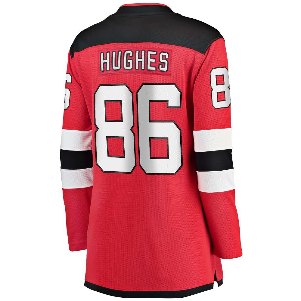 Jack Hughes New Jersey Devils Women's Home Breakaway Jersey Red - detail view 1