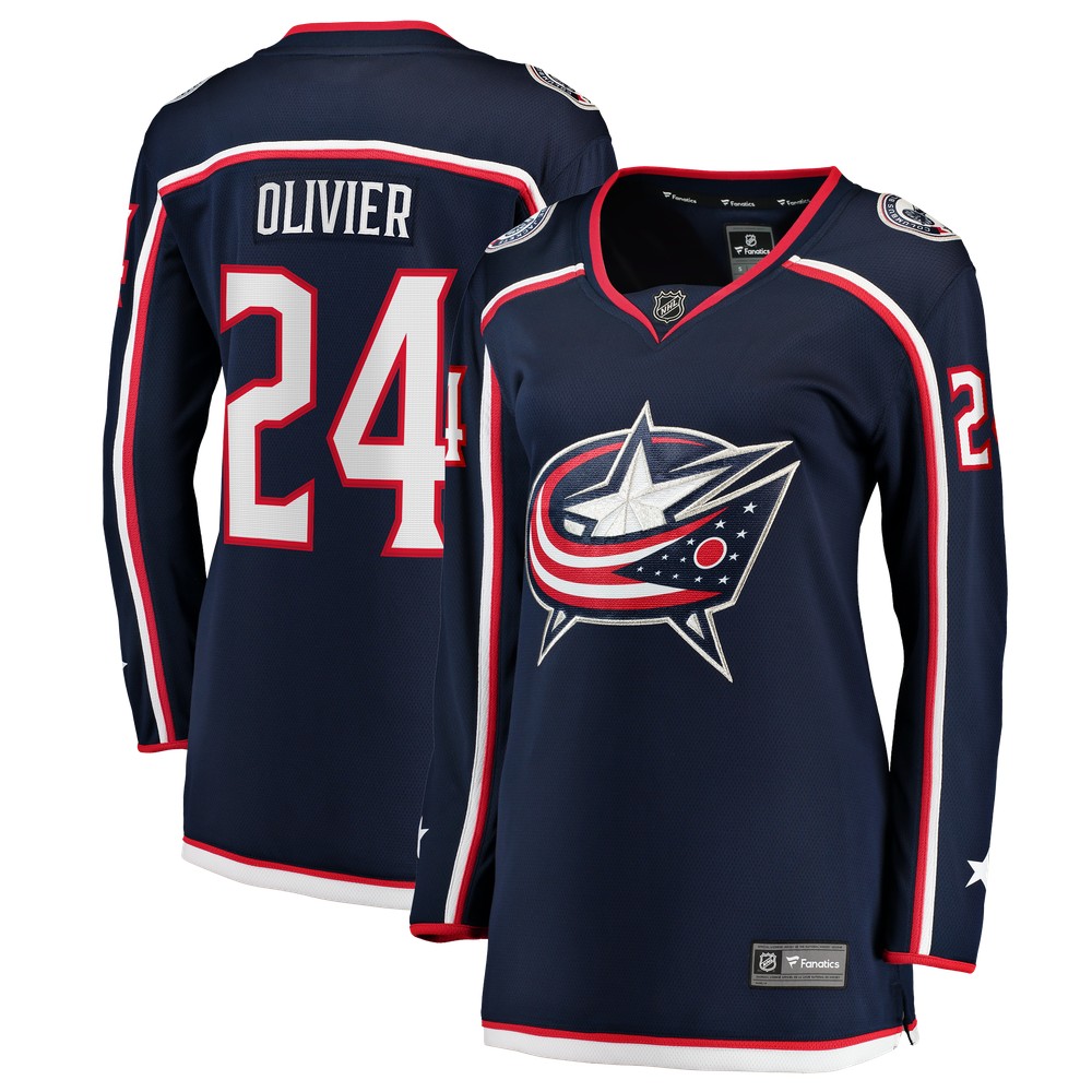 Mathieu Olivier Columbus Blue Jackets Women's Home Breakaway Jersey Navy - front view