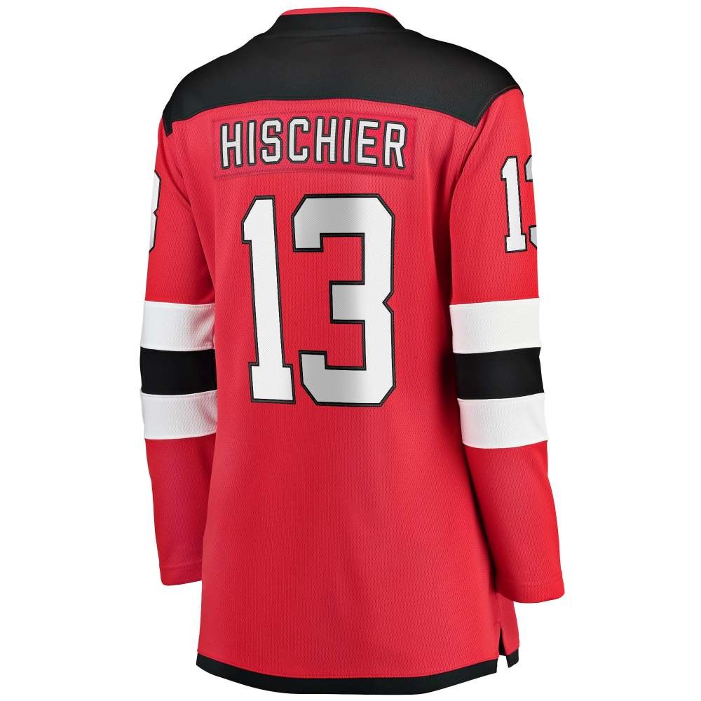 Nico Hischier New Jersey Devils Women's Captain Patch Home Breakaway Jersey Red - detail view 1