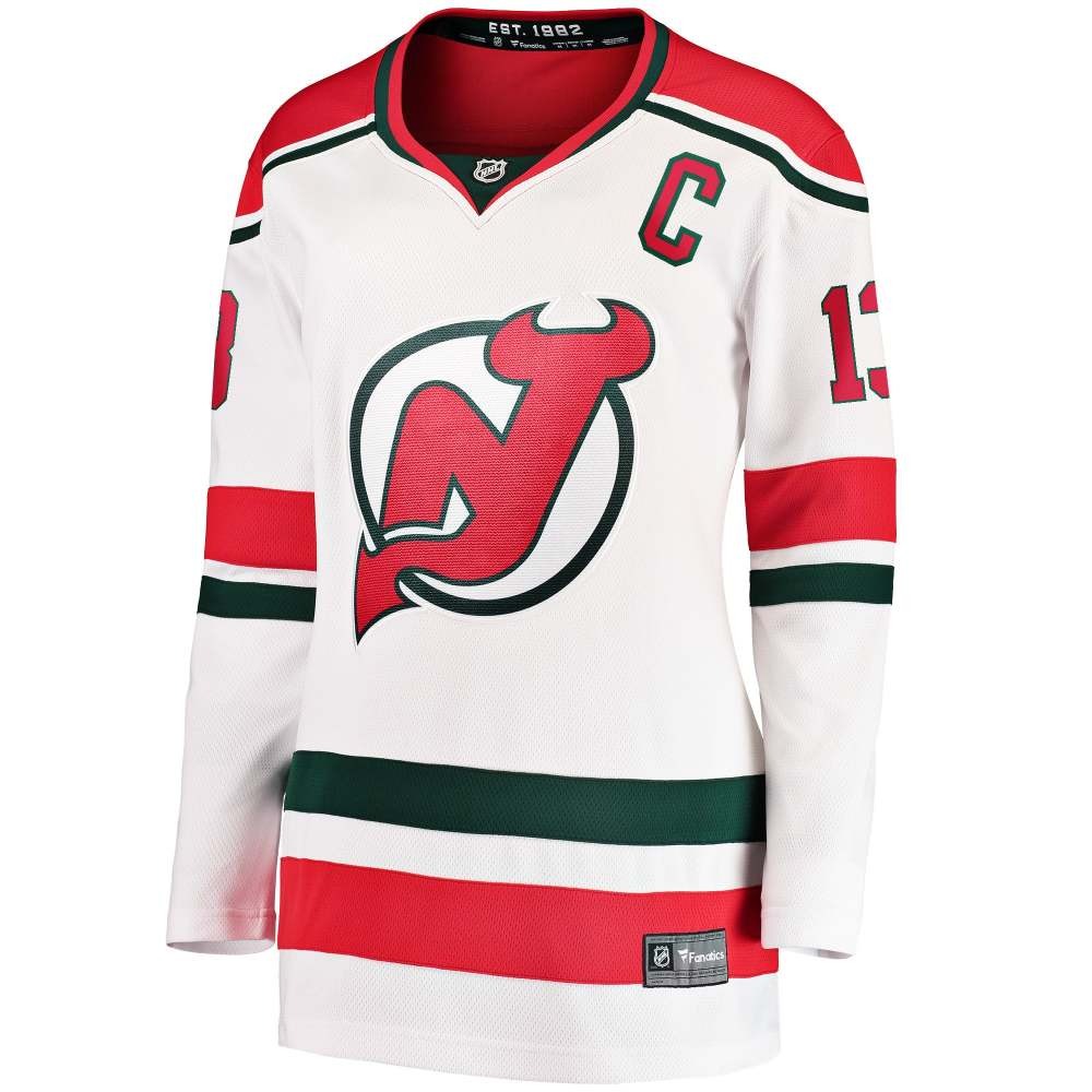 Nico Hischier New Jersey Devils Women's Alternate Breakaway Jersey White - back view