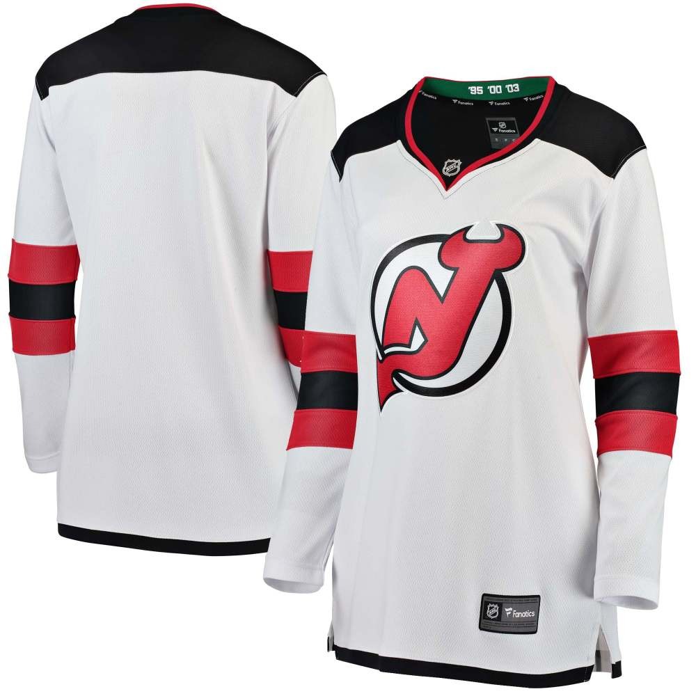 New Jersey Devils Women's Away Breakaway Jersey White - front and back view