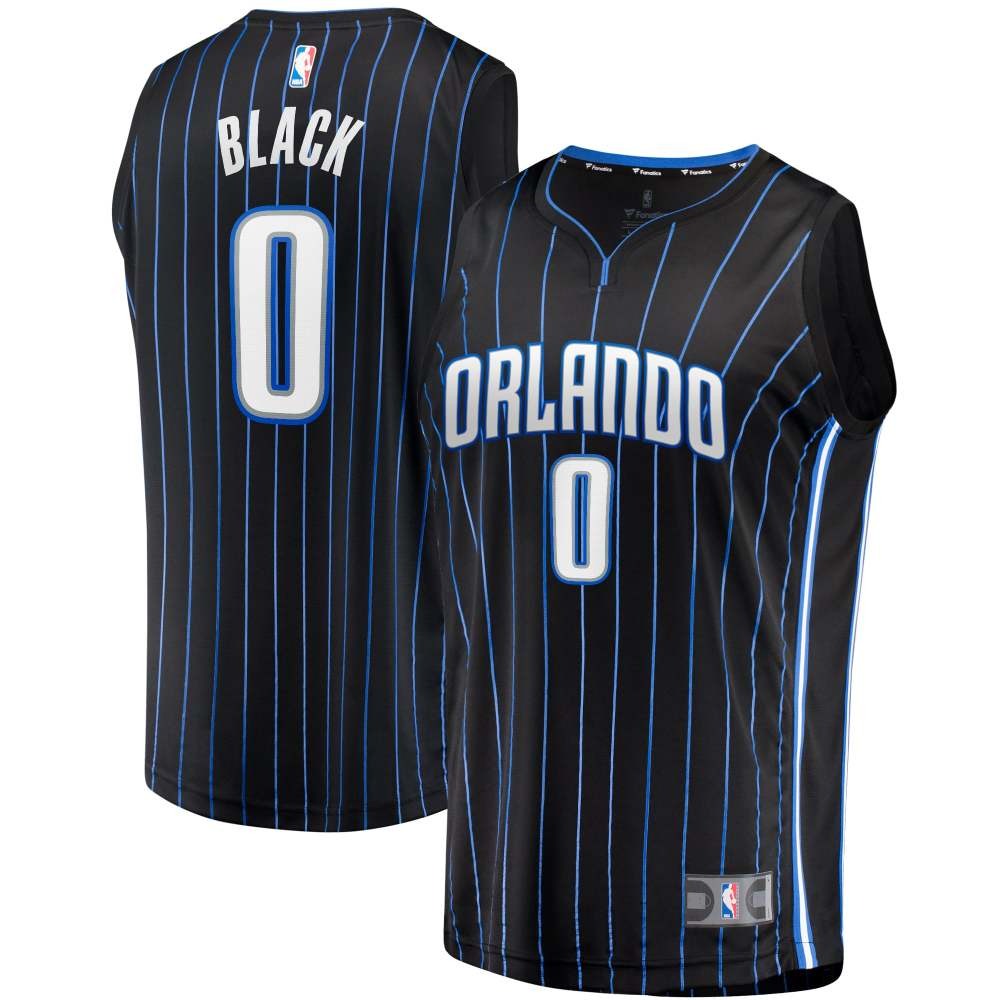 Anthony Black Orlando Magic Youth Essential Fan Jersey Icon Black - front and back view