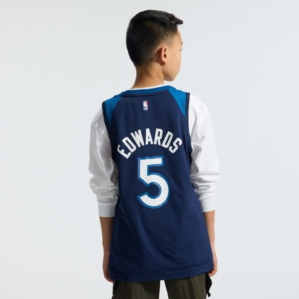 Anthony Edwards Minnesota Timberwolves Youth Essential Fan Player Jersey Icon Navy - detail view 1