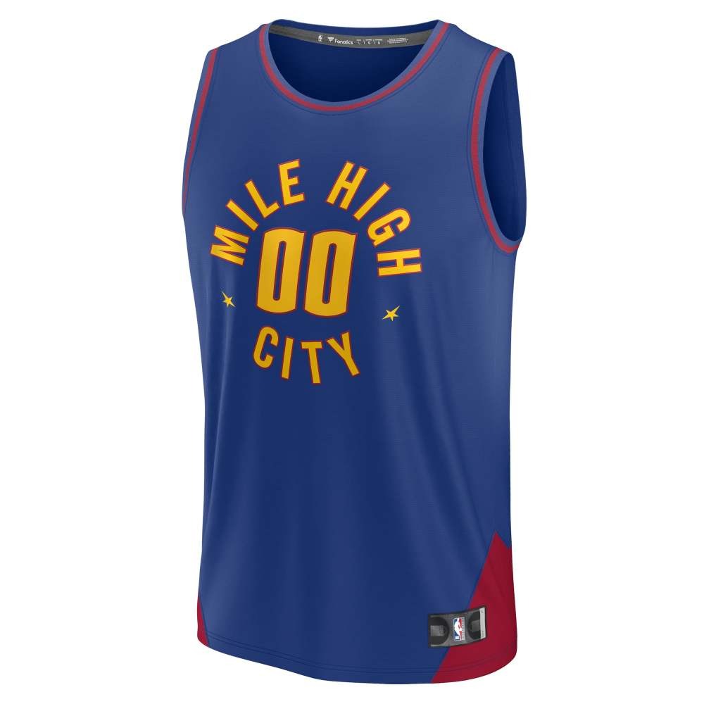 Denver Nuggets Youth Essential Fan Custom Jersey Statement Blue - back view