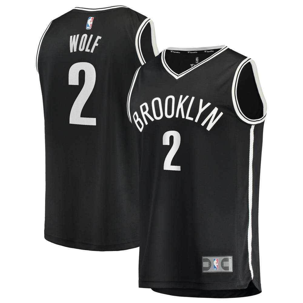 Daniel Wolf Brooklyn Nets Essential Fan Jersey Black Icon - front and back view