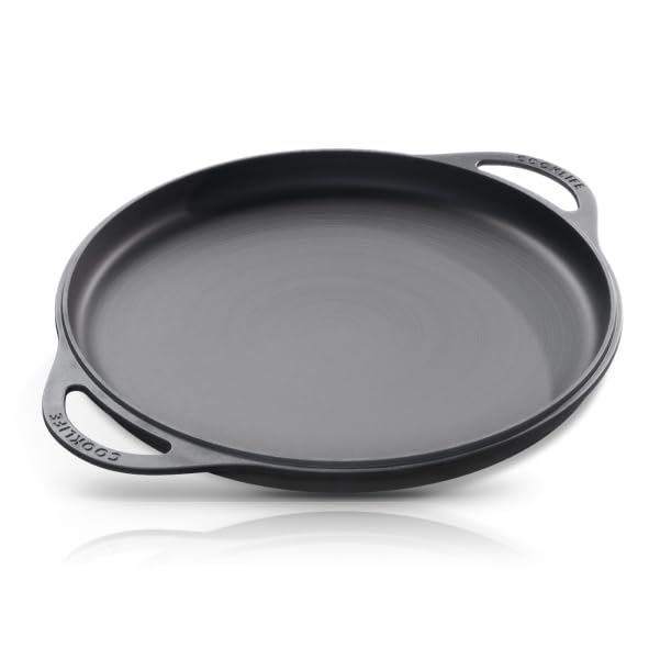 COOKLIFE 12inch Lightweight Pre-Seasoned Cast Iron Griddle Smooth Grill Pan
