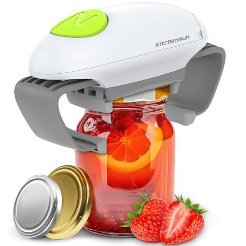 KITCHENMUH Higher Torque Electric Jar Opener for Seniors with Arthritis Fit Almost Jars Size, Automatic Jar Opener for Weak Hands, Hands Free Battery Operated Bottle Opener for Arthritic Hands (White)