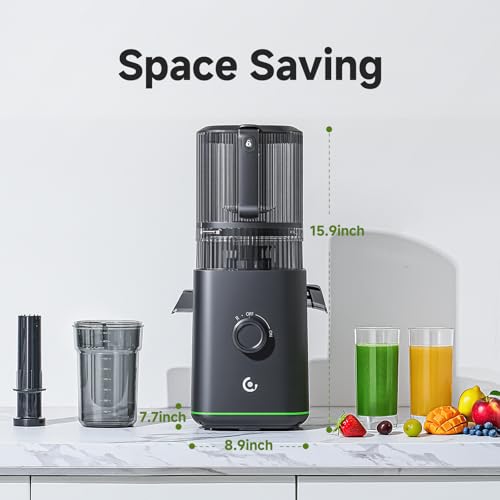 3-IN-1 Cold Press Juicer for Juice, Nut Milk & Sorbet - Self Feeding Juicer Machines with Pre-Cut Blade, 6.5"&100oz Extra Large Chute Fits Whole Fruits & Vegetables, High Yield, Easy Clean