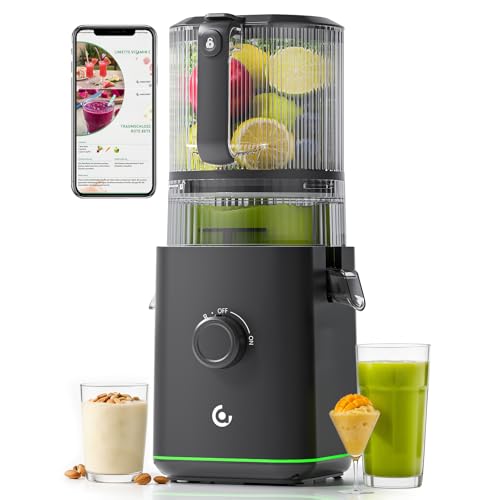 3-IN-1 Cold Press Juicer for Juice, Nut Milk & Sorbet - Self Feeding Juicer Machines with Pre-Cut Blade, 6.5"&100oz Extra Large Chute Fits Whole Fruits & Vegetables, High Yield, Easy Clean
