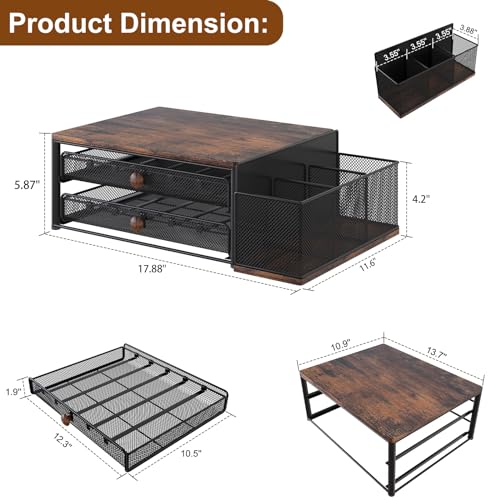 TQVAI K Cup Holder - 60 Capsule Capacity 2 Tier Sliding Pods Storage Drawer with Disposable Cups & Lids Holder, Coffee Bar Station Organizer for Countertop, Black