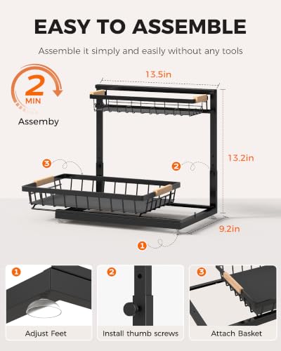 Sevenblue 2-Pack 2-Tier Height Adjustable Under Sink Organizer & Storage