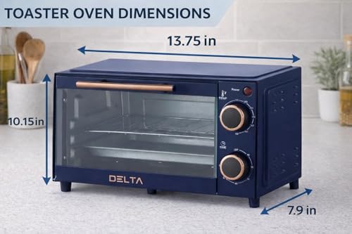 2 Slice Toaster Oven, Small Countertop Oven, Compact Mini Oven Fits 9” Pizza, with Timer & Temperature Control with Baking Tray & Rack for Kitchen, Dorm, Apartment, 750W