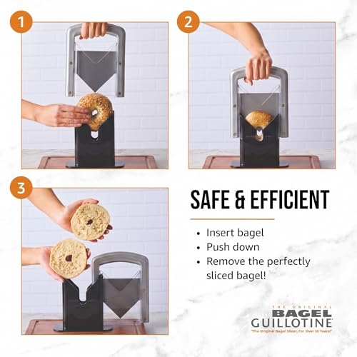 Hoan Bagel Biter Bagel Slicer and Cutter with Safety Shields - Guillotine Style Bagel Cutter Slicer for Large and Small Bagels, English Muffins, Buns, and Rolls - Compact, Dishwasher Safe