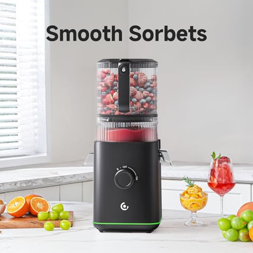 3-IN-1 Cold Press Juicer for Juice, Nut Milk & Sorbet - Self Feeding Juicer Machines with Pre-Cut Blade, 6.5"&100oz Extra Large Chute Fits Whole Fruits & Vegetables, High Yield, Easy Clean