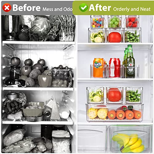 10 Pack Refrigerator Pantry Organizer Bins with Lids, Fridge Organizer Bins