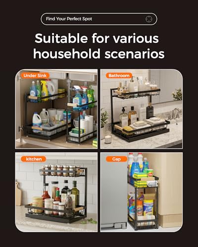 Sevenblue 2-Pack 2-Tier Height Adjustable Under Sink Organizer & Storage