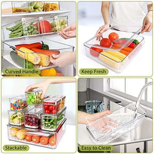 10 Pack Refrigerator Pantry Organizer Bins with Lids, Fridge Organizer Bins
