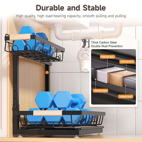 Sevenblue 2-Pack 2-Tier Height Adjustable Under Sink Organizer & Storage