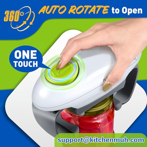 KITCHENMUH Higher Torque Electric Jar Opener for Seniors with Arthritis Fit Almost Jars Size, Automatic Jar Opener for Weak Hands, Hands Free Battery Operated Bottle Opener for Arthritic Hands (White)