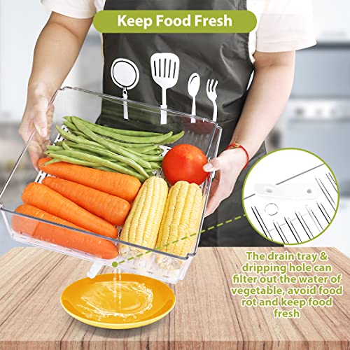 10 Pack Refrigerator Pantry Organizer Bins with Lids, Fridge Organizer Bins