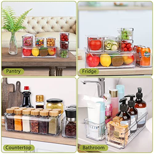 10 Pack Refrigerator Pantry Organizer Bins with Lids, Fridge Organizer Bins