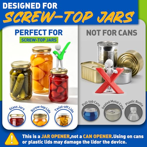 KITCHENMUH Higher Torque Electric Jar Opener for Seniors with Arthritis Fit Almost Jars Size, Automatic Jar Opener for Weak Hands, Hands Free Battery Operated Bottle Opener for Arthritic Hands (White)