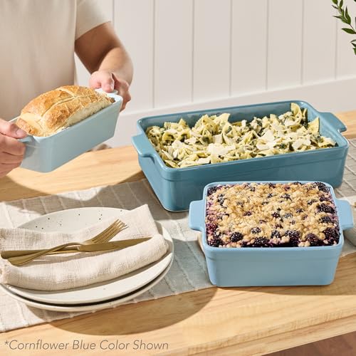 Best Choice Products 3-Piece Ceramic Casserole Baking Dish Set Pink
