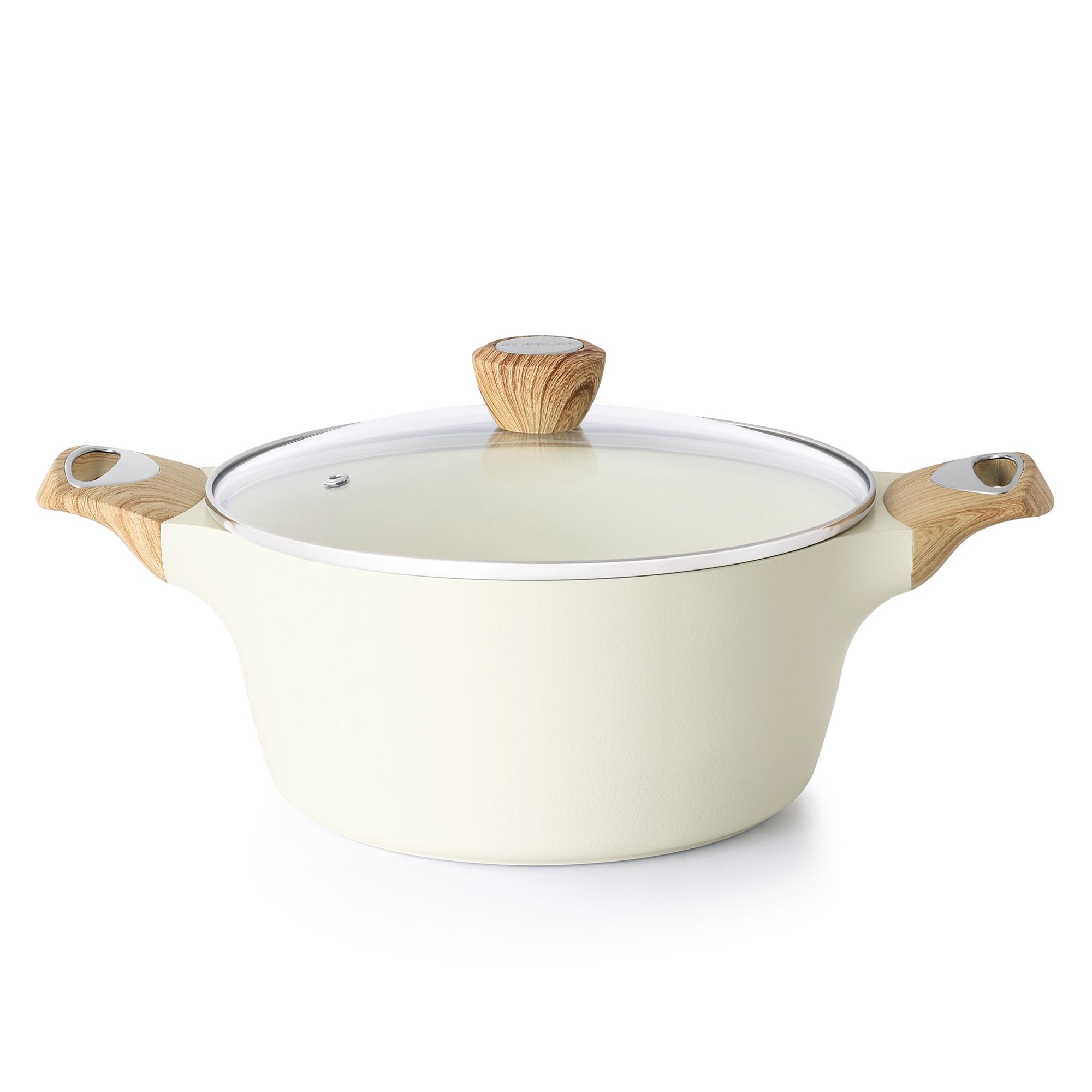 SENSARTE Ceramic Nonstick Pot, Stock Pot with Lid, Pasta Pot, 4.5 QT, White