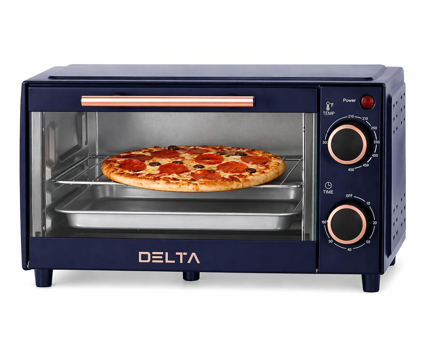 2 Slice Toaster Oven, Small Countertop Oven, Compact Mini Oven Fits 9” Pizza, with Timer & Temperature Control with Baking Tray & Rack for Kitchen, Dorm, Apartment, 750W