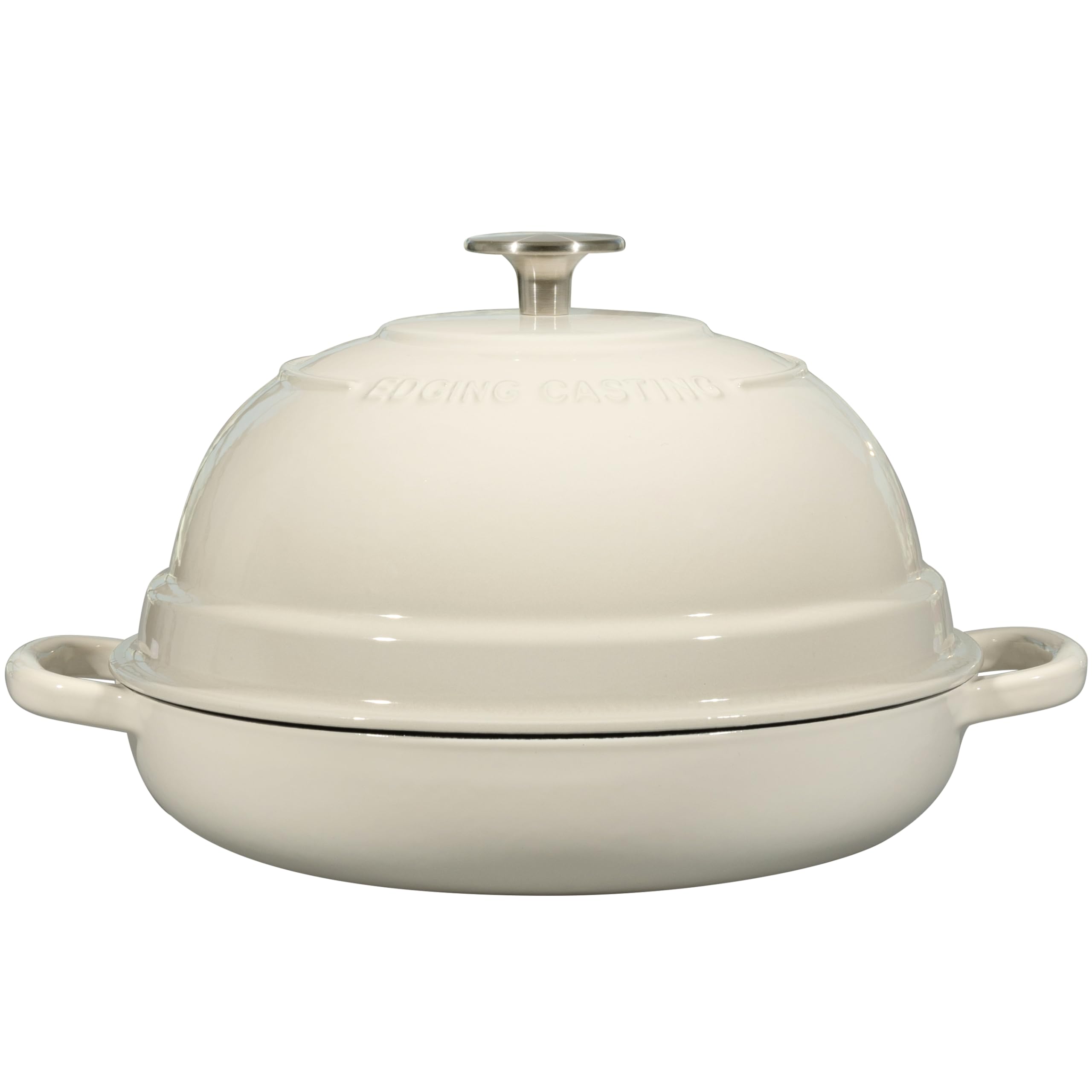 EDGING CASTING Enameled Cast Iron Dutch Oven Pot with Lid, Round Bread Oven for Homemade Sourdough Bread Baking, 6 Quart, White