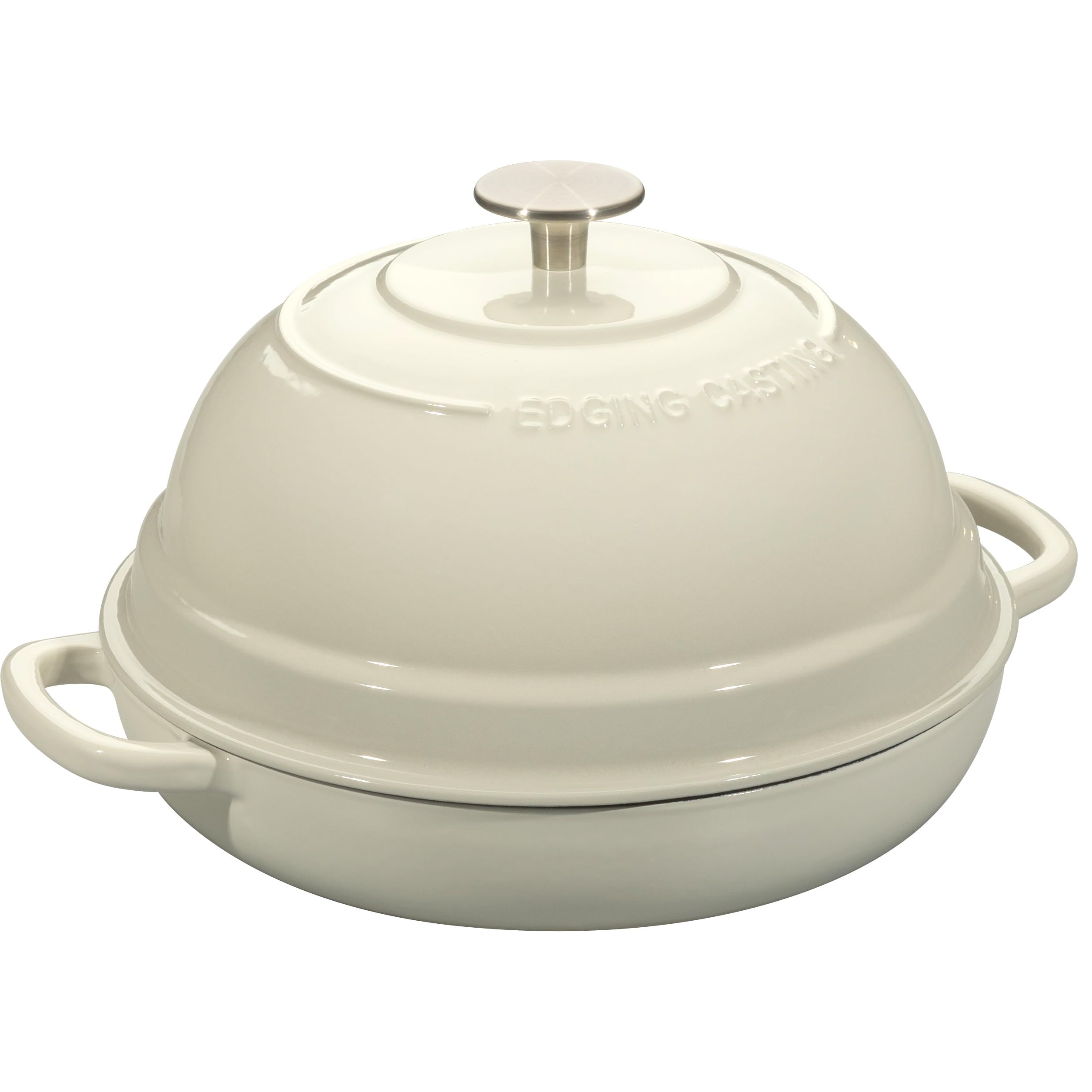 EDGING CASTING Enameled Cast Iron Dutch Oven Pot with Lid, Round Bread Oven for Homemade Sourdough Bread Baking, 6 Quart, White