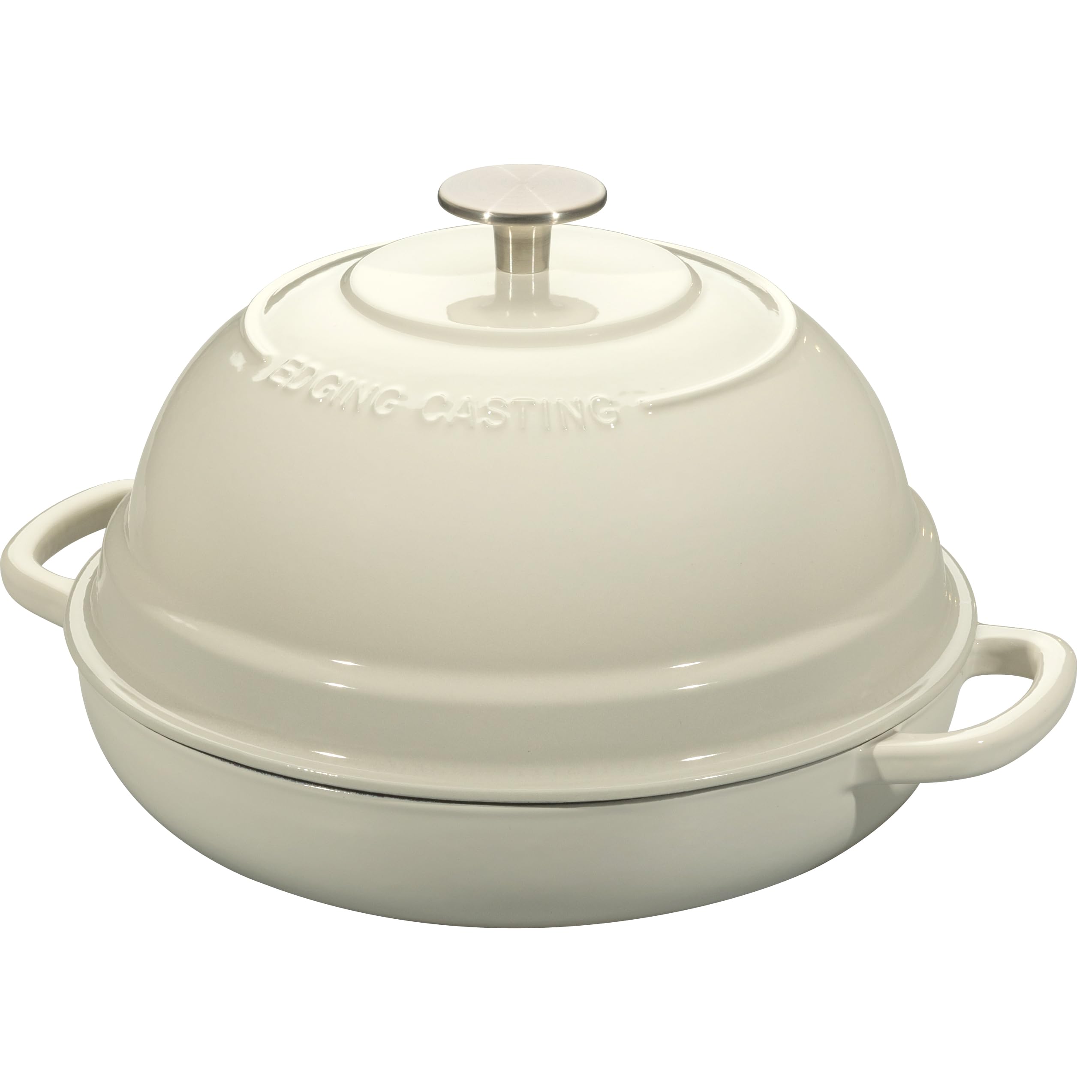 EDGING CASTING Enameled Cast Iron Dutch Oven Pot with Lid, Round Bread Oven for Homemade Sourdough Bread Baking, 6 Quart, White